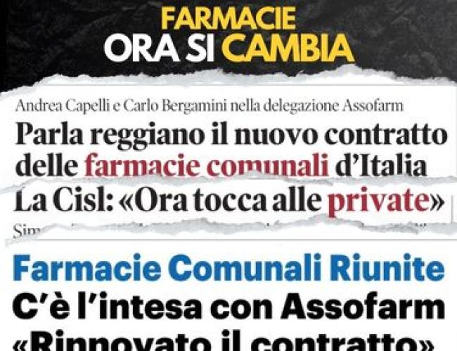 FCR, C’È IL CONTRATTO (DOPO 20 MESI): QUASI 10MILA EURO IN PIÙ FISASCAT CISL: “ORA ALIBI A ZERO ANCHE PER FEDERFARMA”