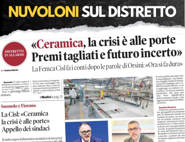 “NUVOLONI SUL DISTRETTO CERAMICO, CHI LAVORA STA GIÀ PERDENDO SOLDI SOSPENDERE GLI ETS O RISCHIA UN SETTORE CHIAVE”
