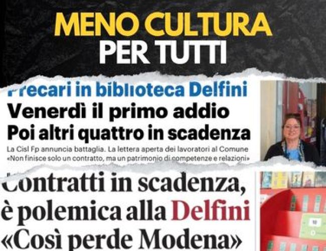 BIBLIOTECA DELFINI, IL 24 LUGLIO SCADE IL CONTRATTO AL PRIMO DEI CINQUE PRECARI