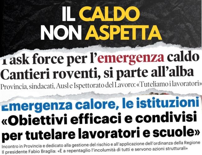 EMERGENZA CALORE, INCONTRO DI COORDINAMENTO PROVINCIALE OBIETTIVI CONDIVISI PER LA TUTELA DEI LAVORATORI