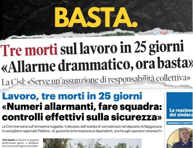 “TRE MORTI IN 25 GIORNI. MODENA, REAGIAMO INSIEME”