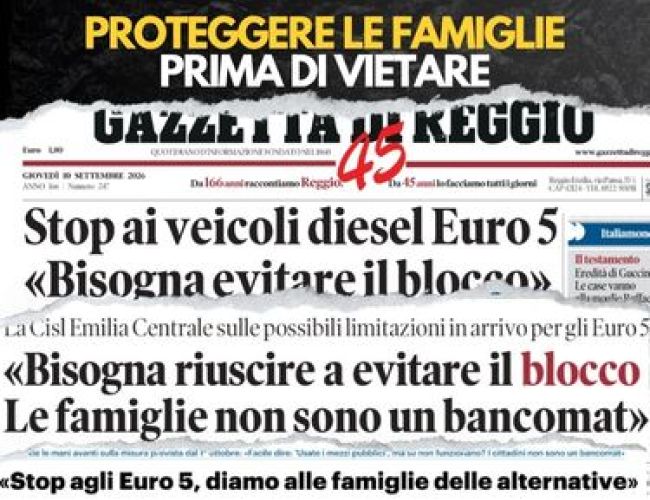 STOP AI DIESEL EURO 5, CISL: “CONFRONTO URGENTE.  OCCORRE TUTELARE LE FAMIGLIE”