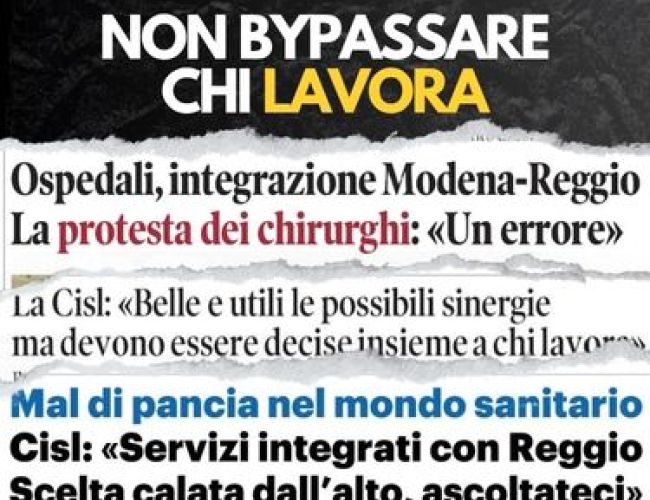 SANITÀ: “SASSUOLO-SCANDIANO, NON BYPASSARE CHI LAVORA. LA SVOLTA POSSIBILE SOLO CON UN DIALOGO CORAGGIOSO”