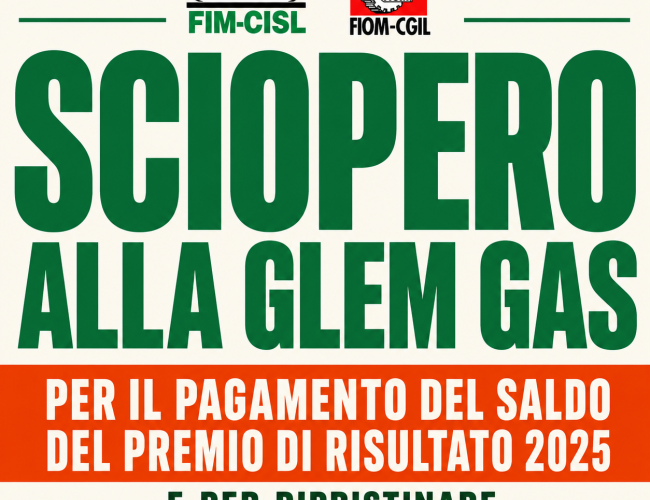 SCIOPERO DI TRE ORE ALLA GLEM GAS DI SAN CESARIO SUL PANARO