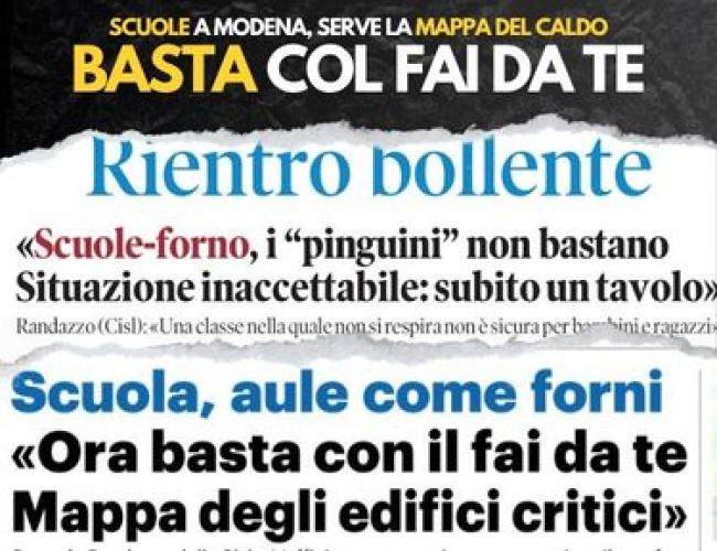 SCUOLE-FORNO, BASTA COL FAI DA TE: “MODENA E REGGIO PUBBLICHINO LA MAPPA DEL CALDO”