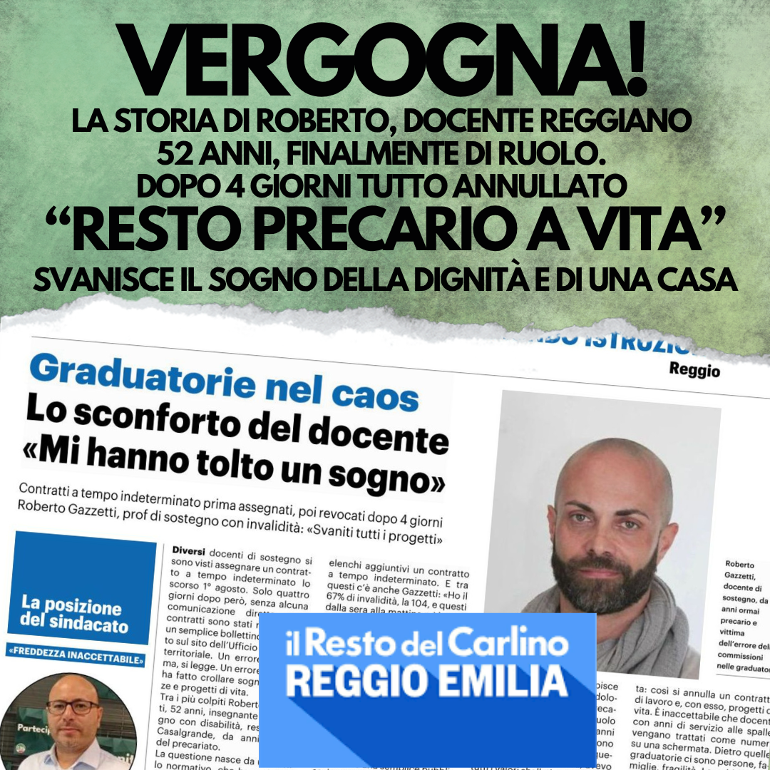 VERGOGNA! LA STORIA DI ROBERTO, ASSUNTO PER SOLI 4 GIORNI  E POI RISPEDITO NEL PRECARIATO