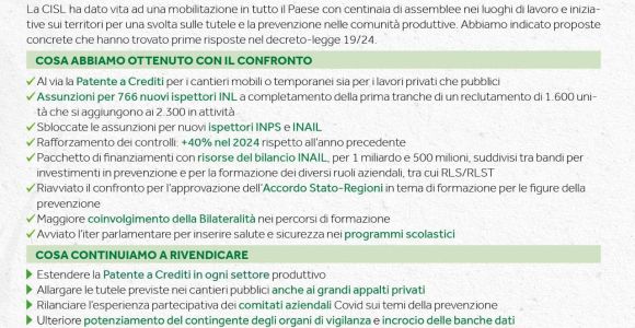richieste Cisl per la sicurezza sui luoghi di lavoro
